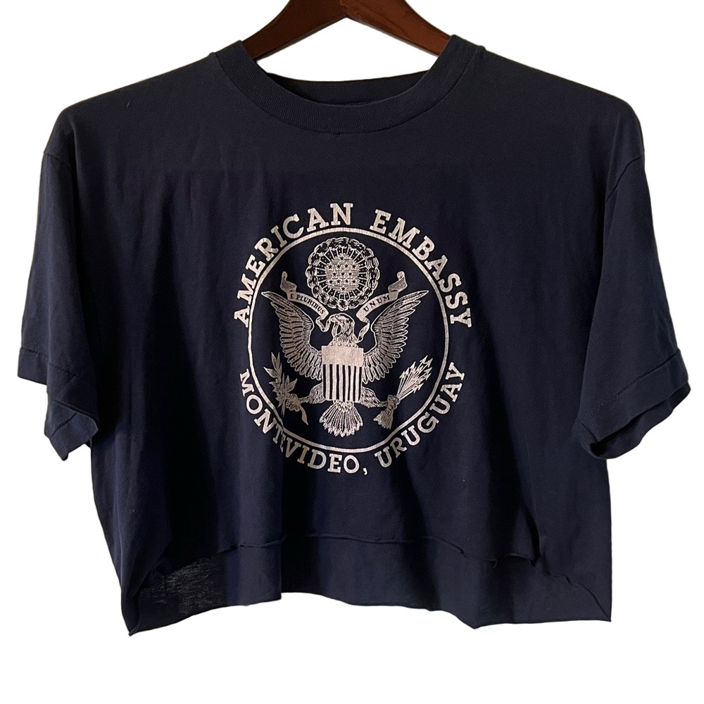 Navy Blue American Embassy Women's Crop Top